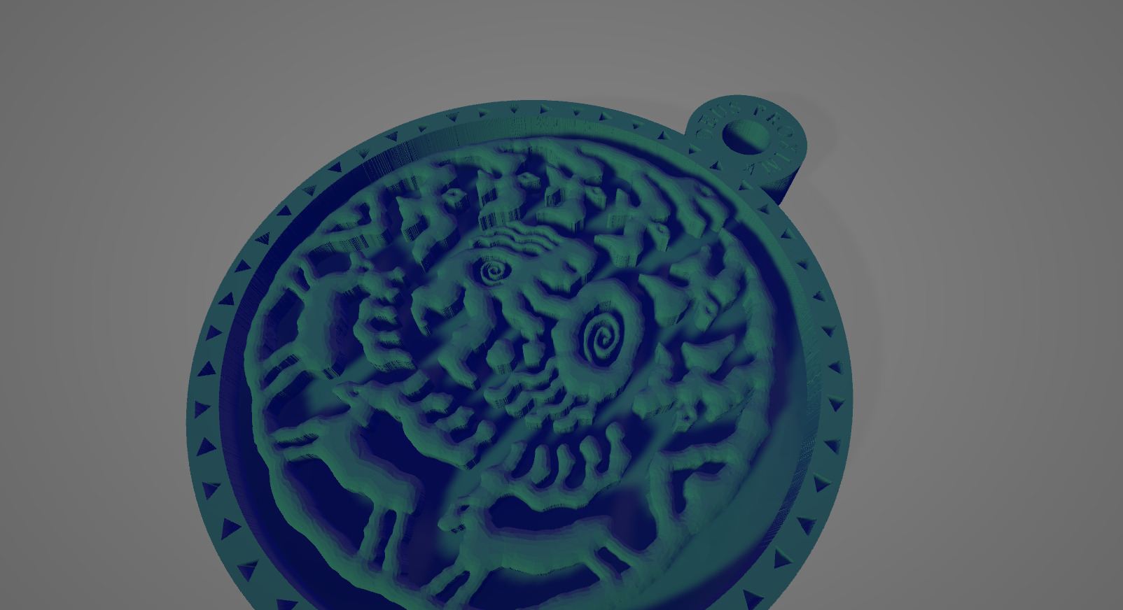 A pendant depicting cave paintings of ancient peoples 3D print model_3