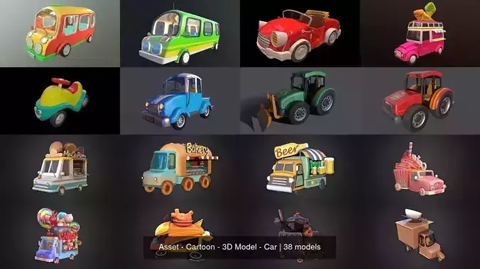 Asset - Cartoon - 3D Model - Car 3D Model Collection