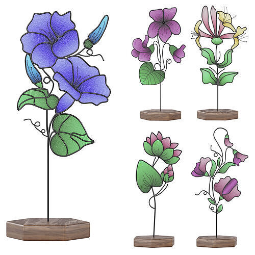 Glass flowers 3D model