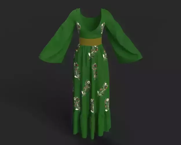 Floral Gown 3D model 3D model