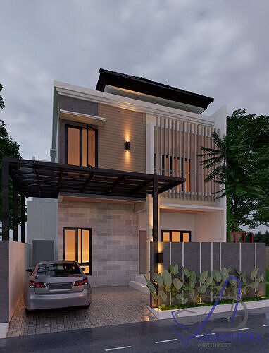 rumah 2 lantai  konsep minimalis modern 3D model