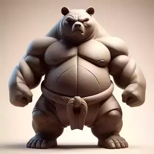 Sumo Bear Strong AND Playful Wrestling Sculpture 3D model