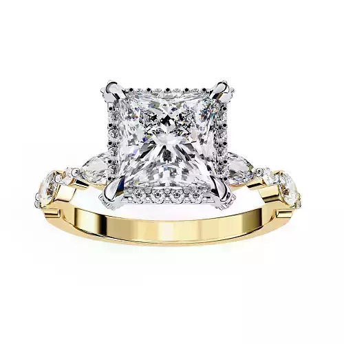 Printable 3D jewelry model of Solitaire Lady Ring with Diamond