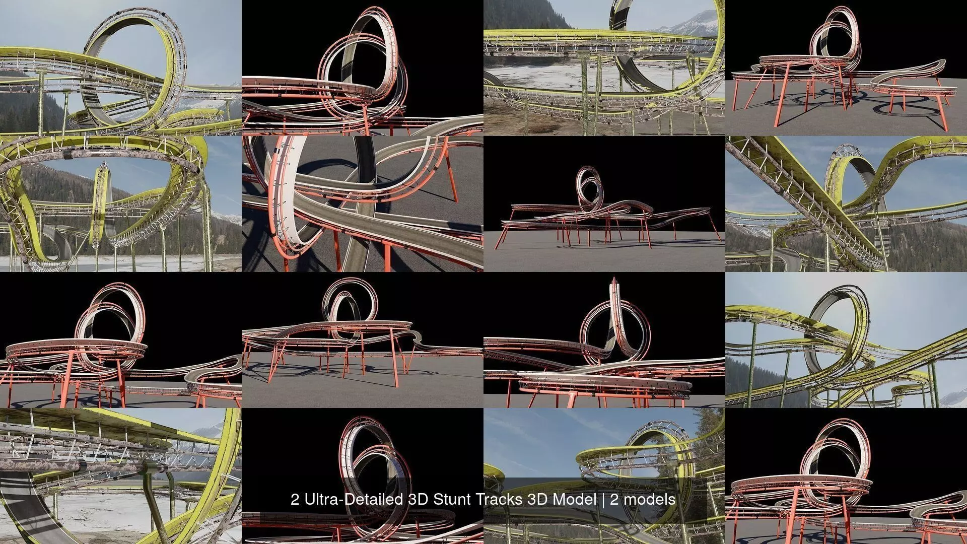 2 Ultra-Detailed 3D Stunt Tracks 3D Model 3D Model Collection_1