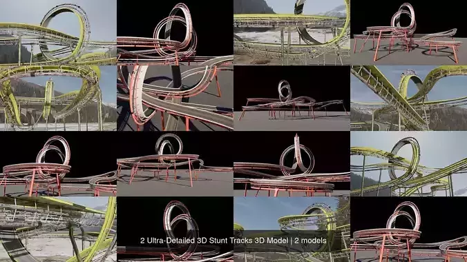 2 Ultra-Detailed 3D Stunt Tracks 3D Model