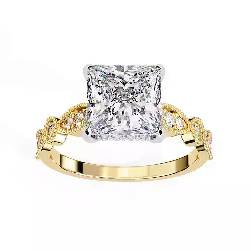 Printable 3D jewelry model of Solitaire Lady Ring with Diamond