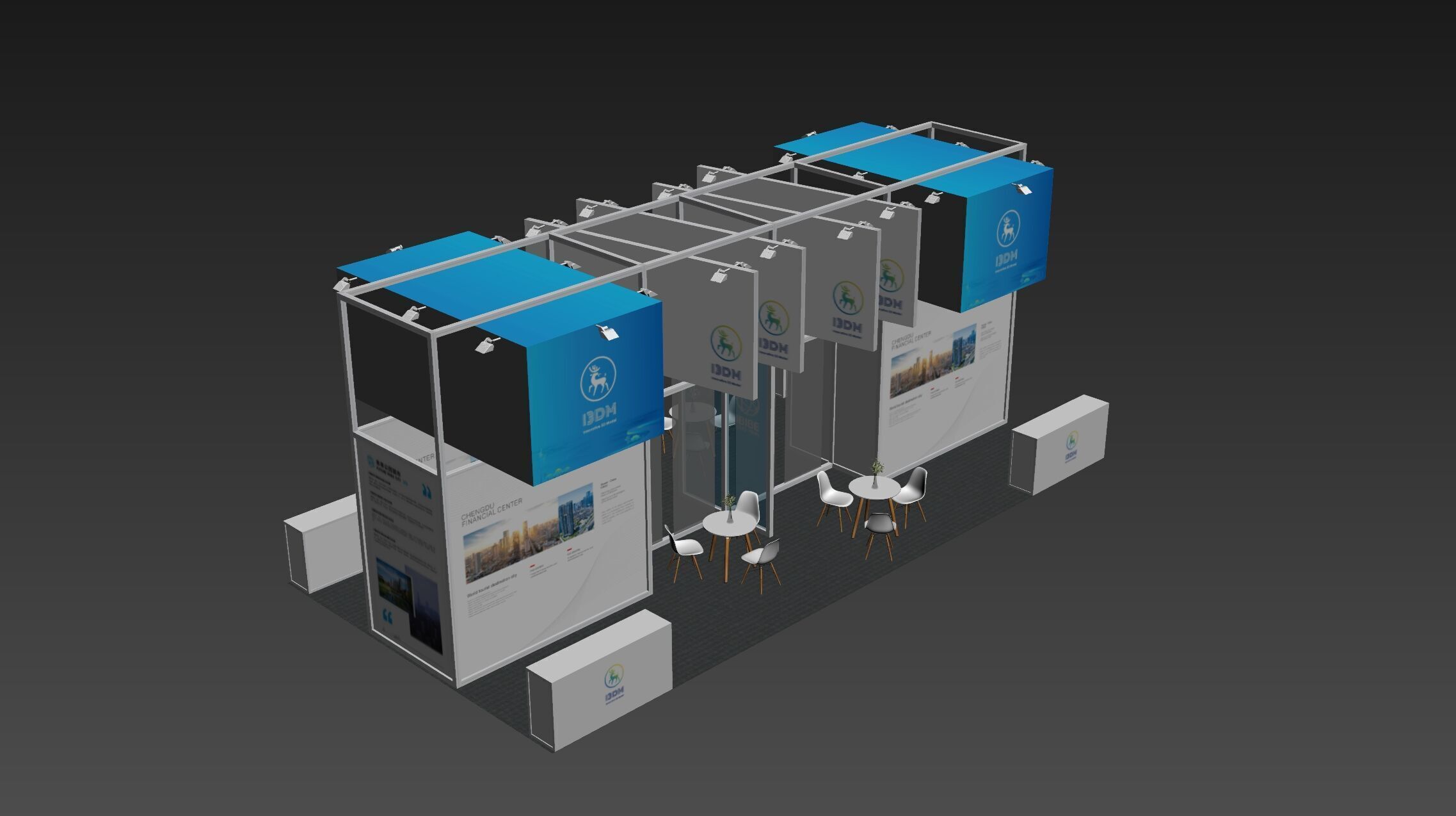 Exhibition booth Low-poly 3D model_4