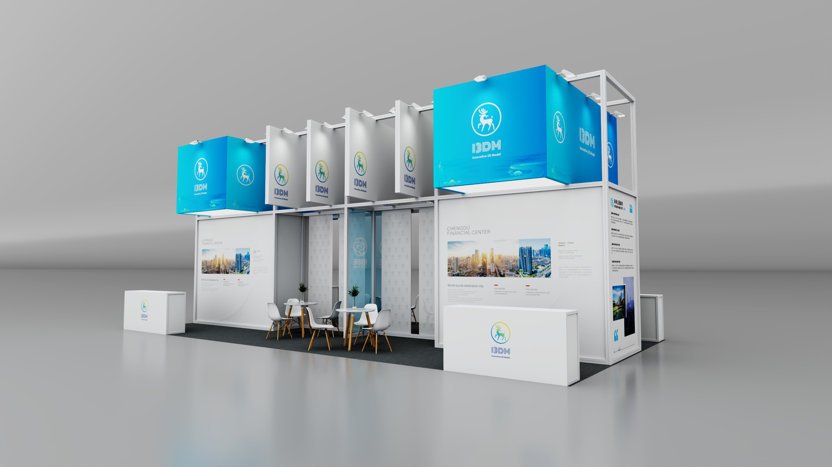 Exhibition booth Low-poly 3D model_2