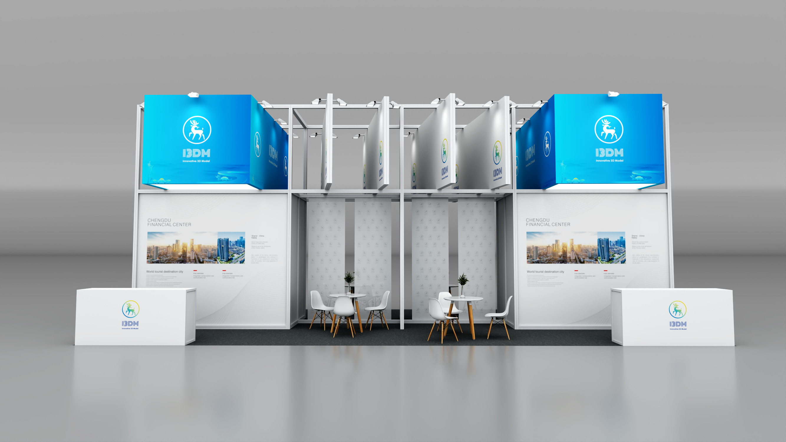 Exhibition booth Low-poly 3D model_1