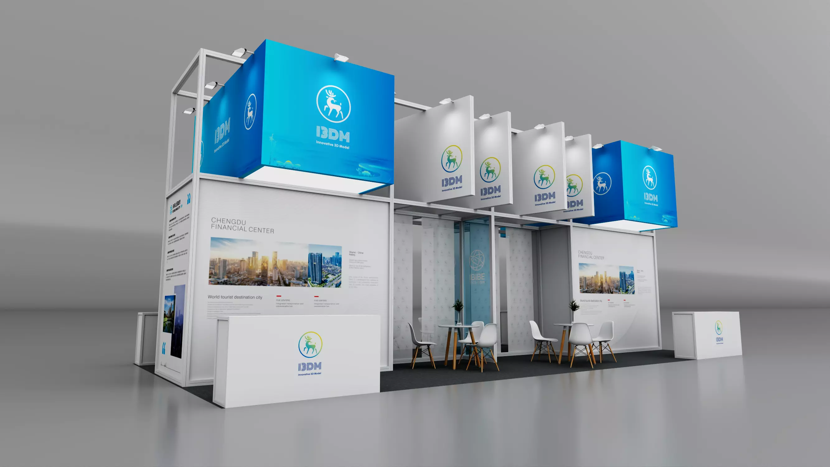 Exhibition booth Low-poly 3D model_0