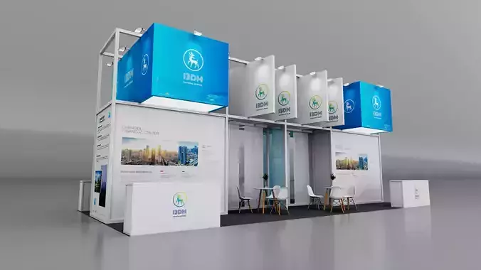 Exhibition booth Low-poly 3D model