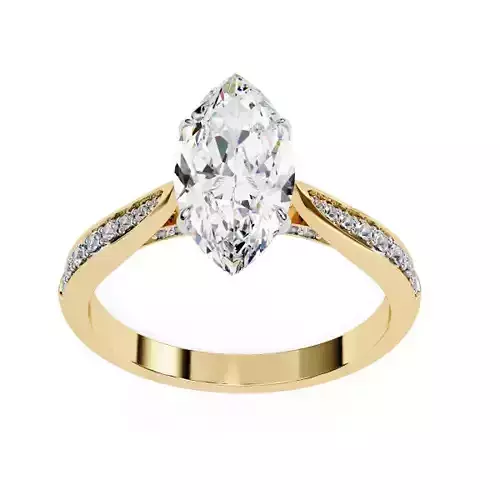 Printable 3D jewelry model of Solitaire Lady Ring with Diamond