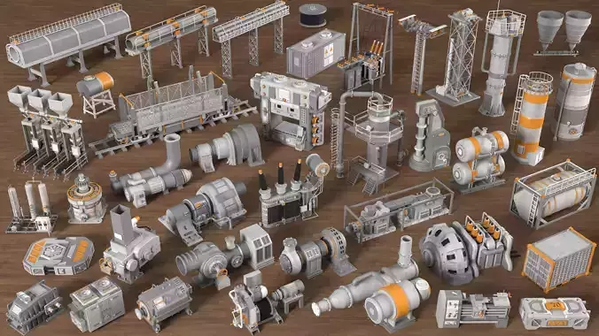 Industrial Units Collection 2 - 40 pieces 3D model