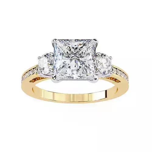 Printable 3D jewelry model of Solitaire Lady Ring with Diamond