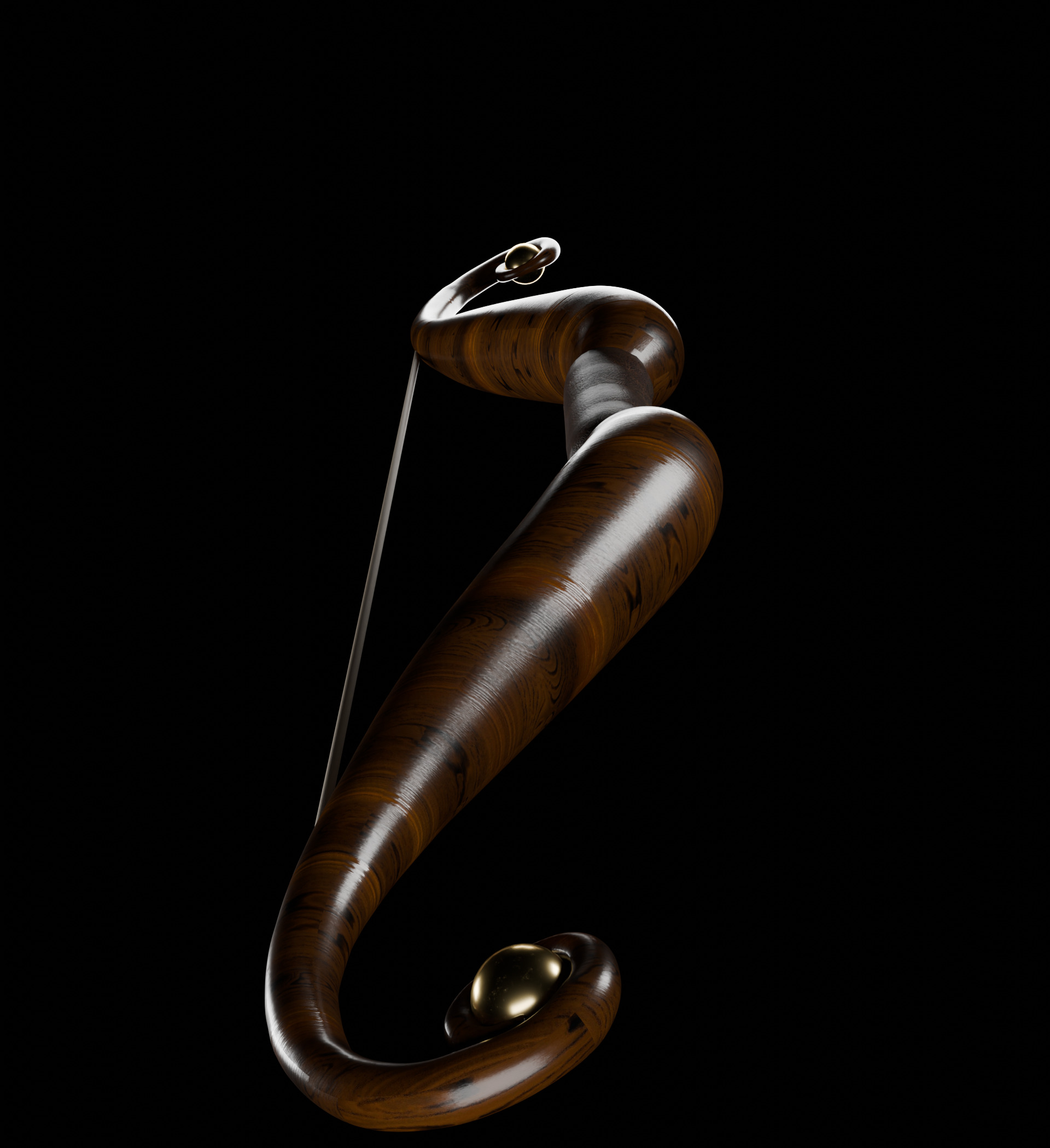 Wooden Bow low poly Low-poly 3D model_7