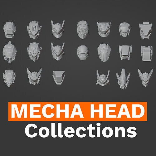Mecha Heads Collections Low-poly 3D model