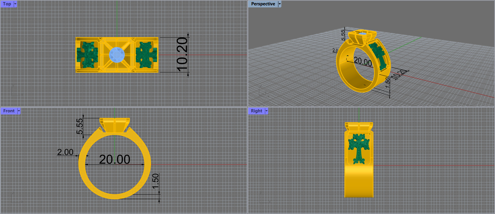 Cross Ring 61475 3D print model_5