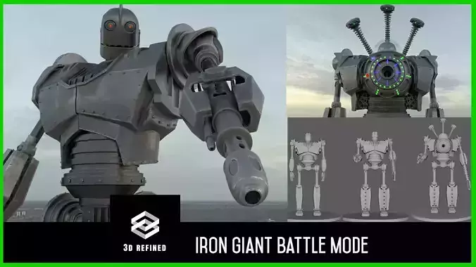 Iron Giant- Battle Mode- Transform-  lowpoly - gameready Low-poly 3D model
