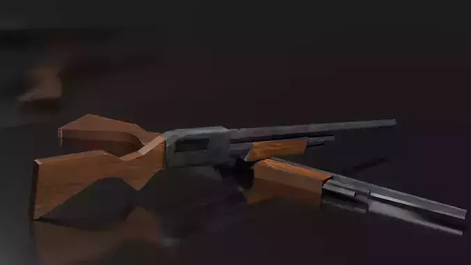 low poly shotgun