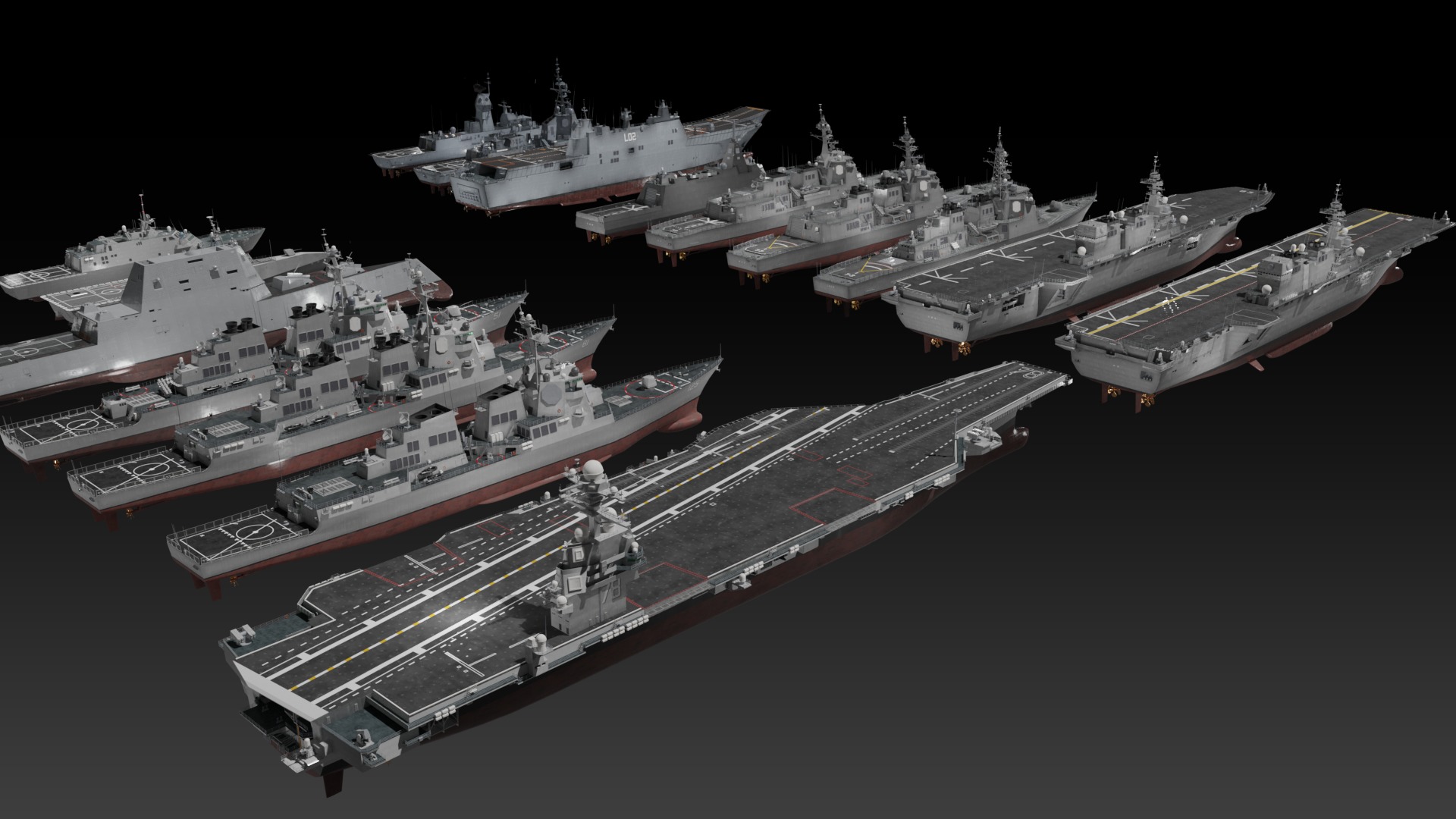 Modern warship Asia Pacific navy 3D Model Collection_18