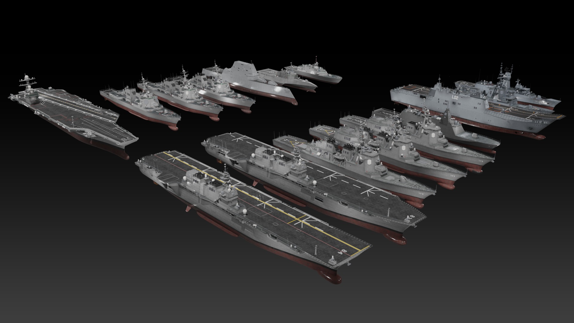 Modern warship Asia Pacific navy 3D Model Collection_16