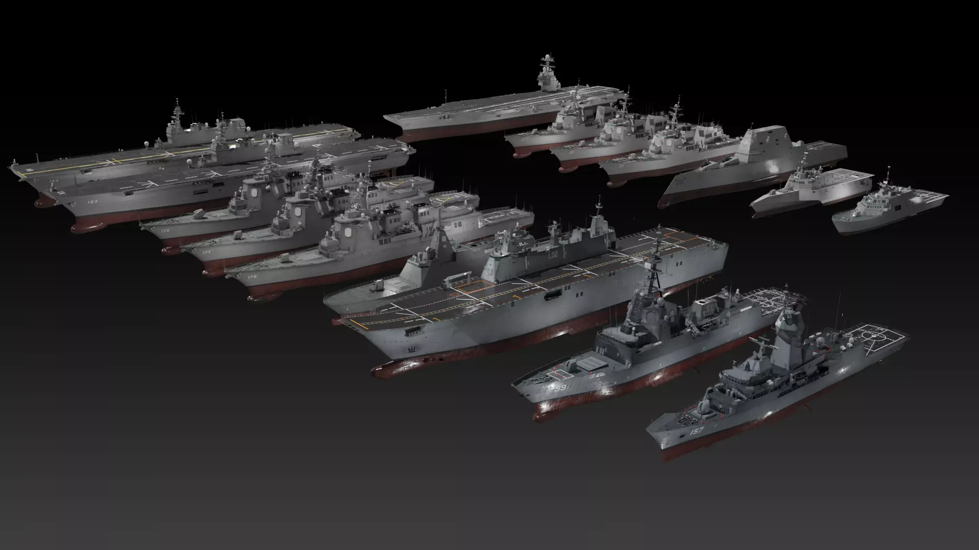 Modern warship Asia Pacific navy 3D Model Collection_0