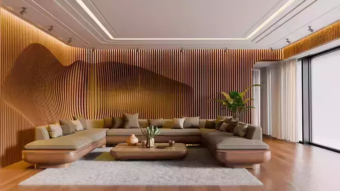 Modern Organic Living Room 3D model