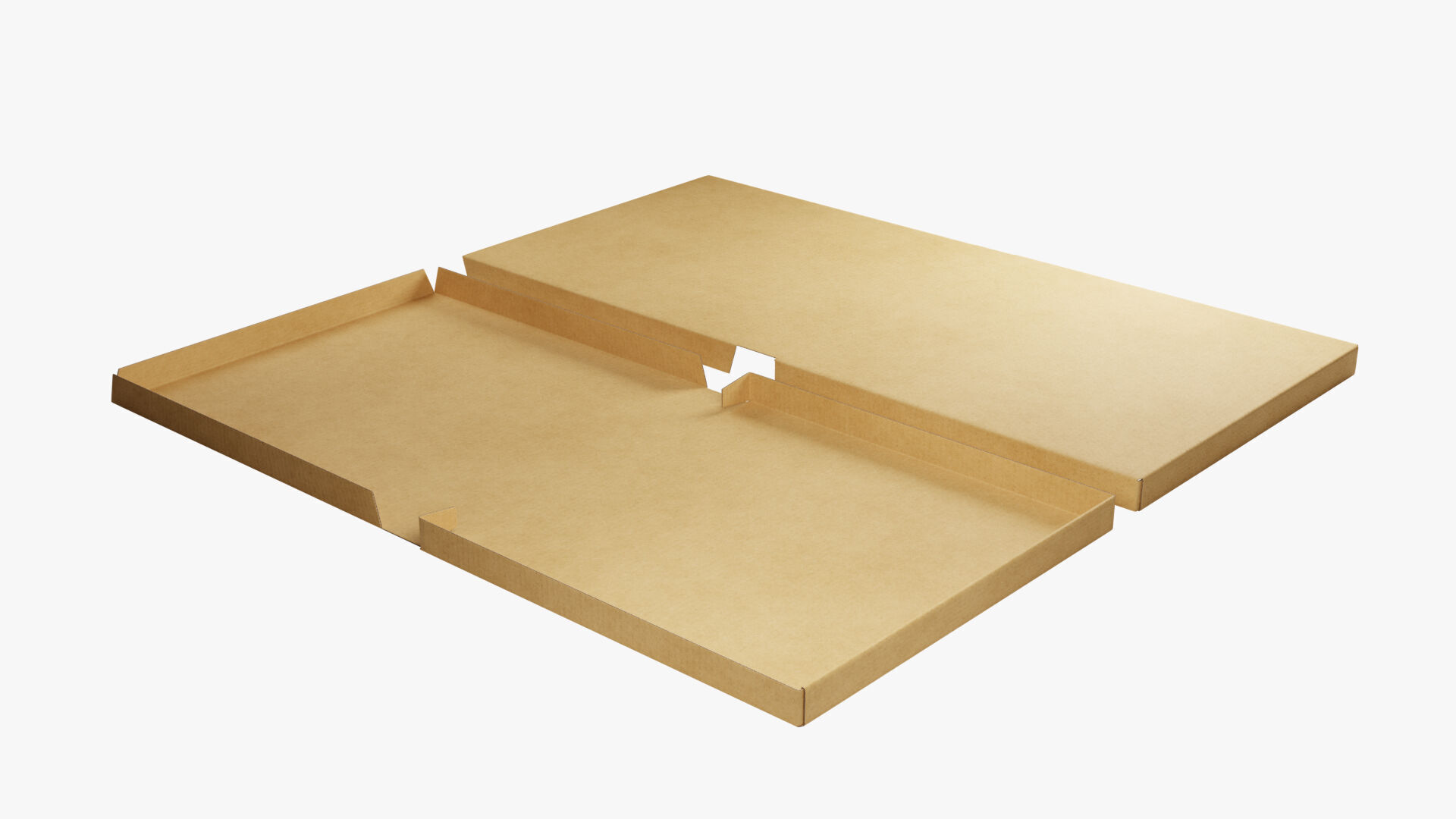 12 inch Kraft Paper Full Open Pizza Box 3D model_7