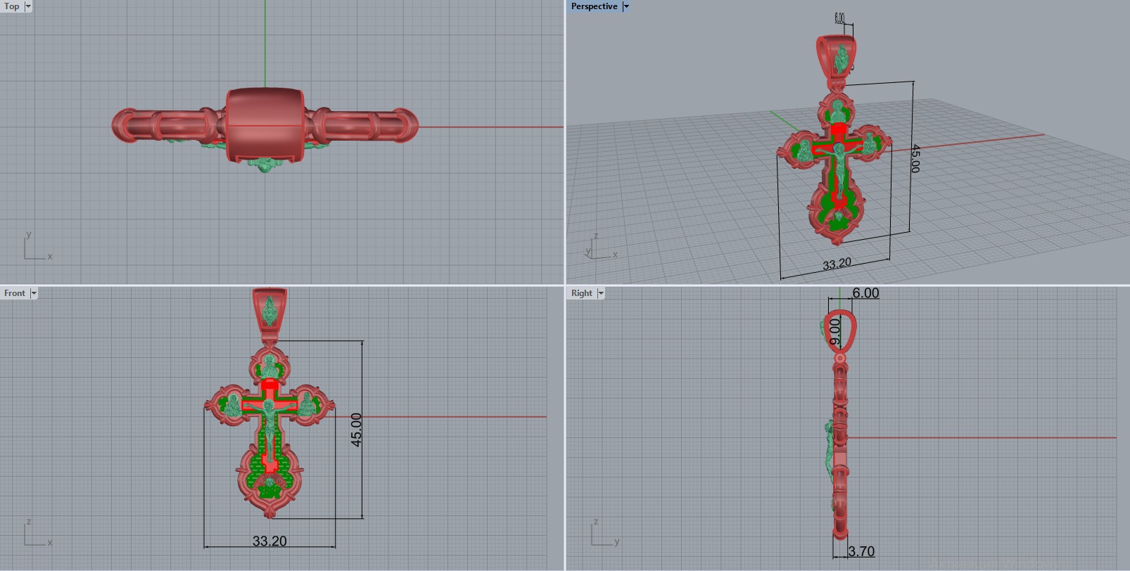 Jesus Cross Pendant 17086 3D print model_2