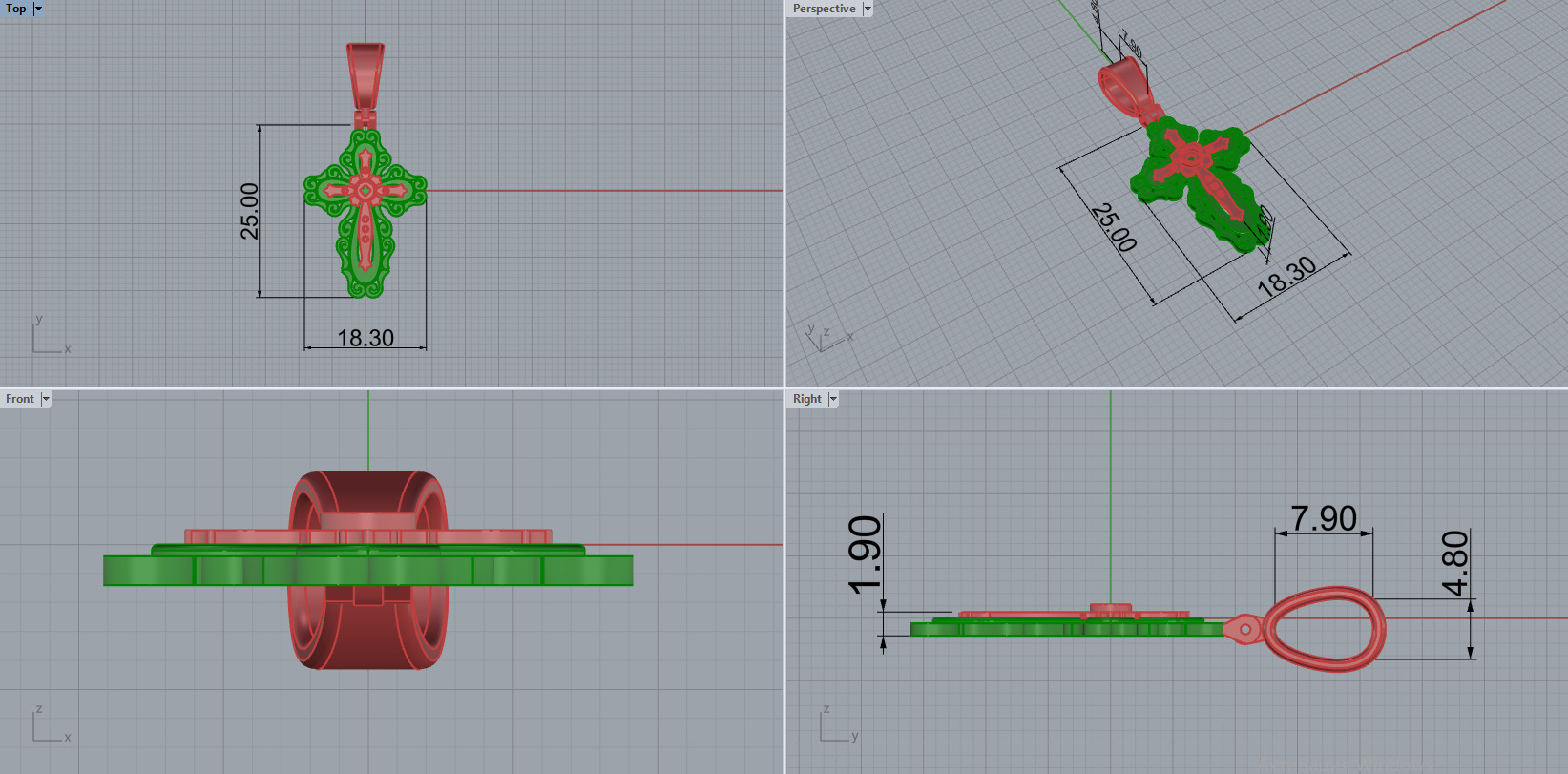 Cross Pendant 15329 3D print model_2