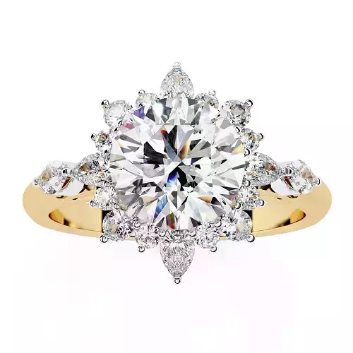 Printable 3D jewelry model of Solitaire Lady Ring with Diamond