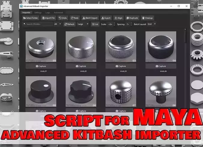Advanced Kitbash Importer for Maya Low-poly 3D model