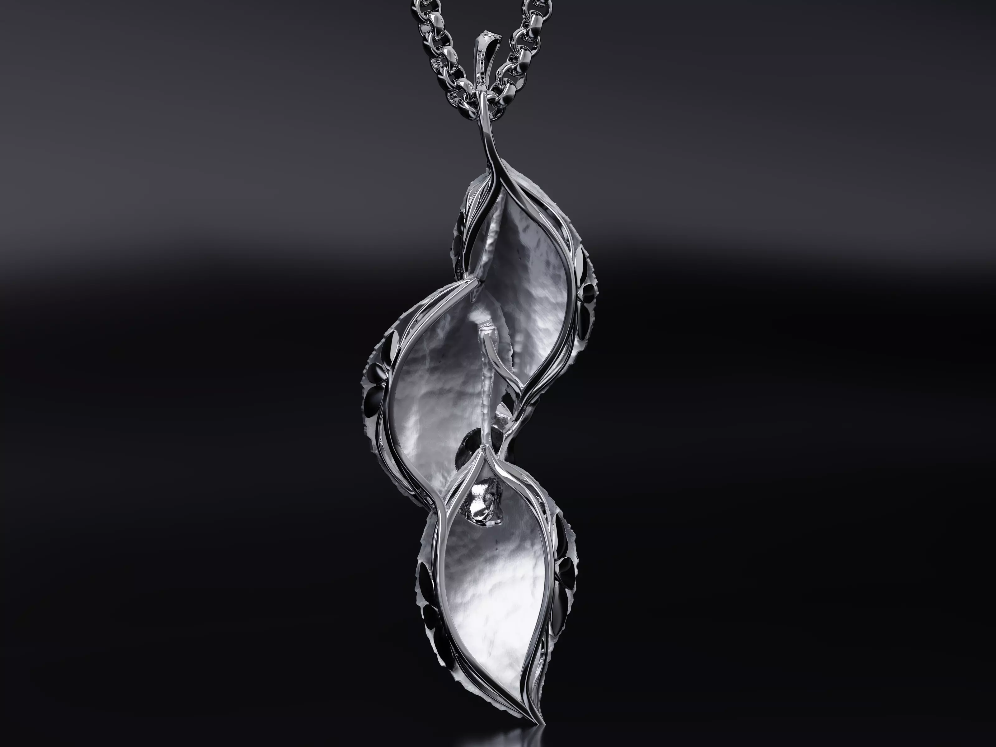 Frog on Dewy Leaves Pendant 3D print model_12