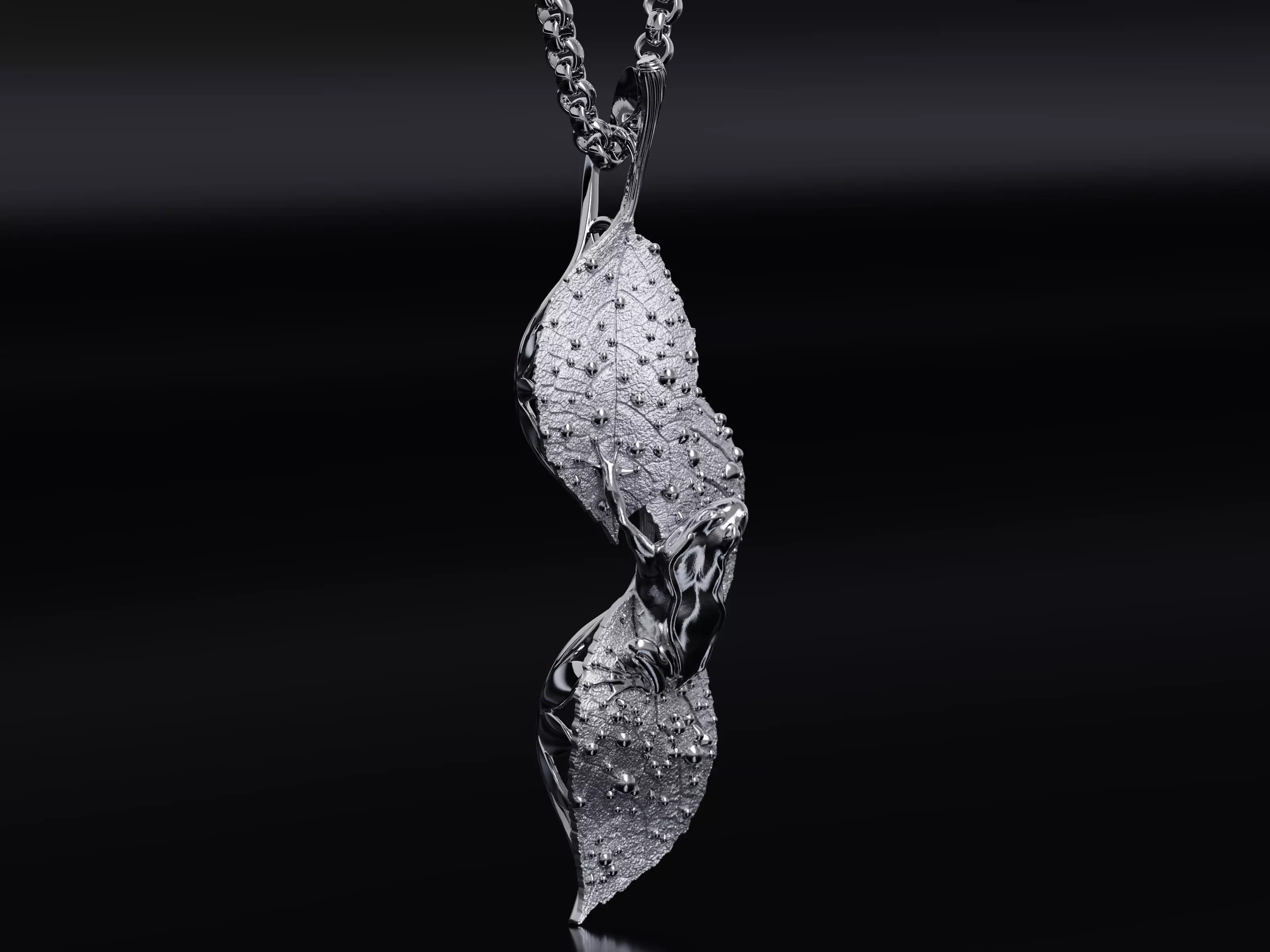 Frog on Dewy Leaves Pendant 3D print model_10