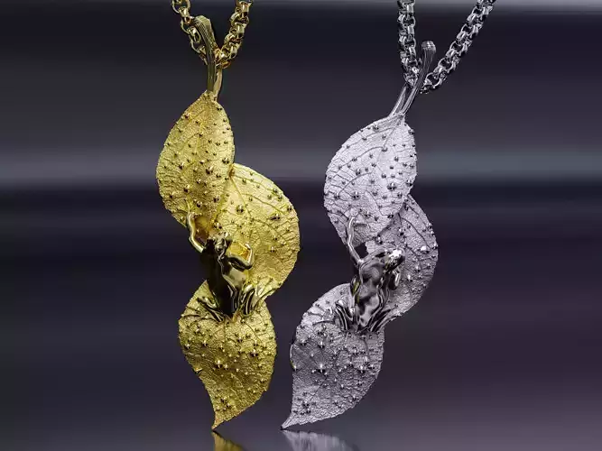 Frog on Dewy Leaves Pendant