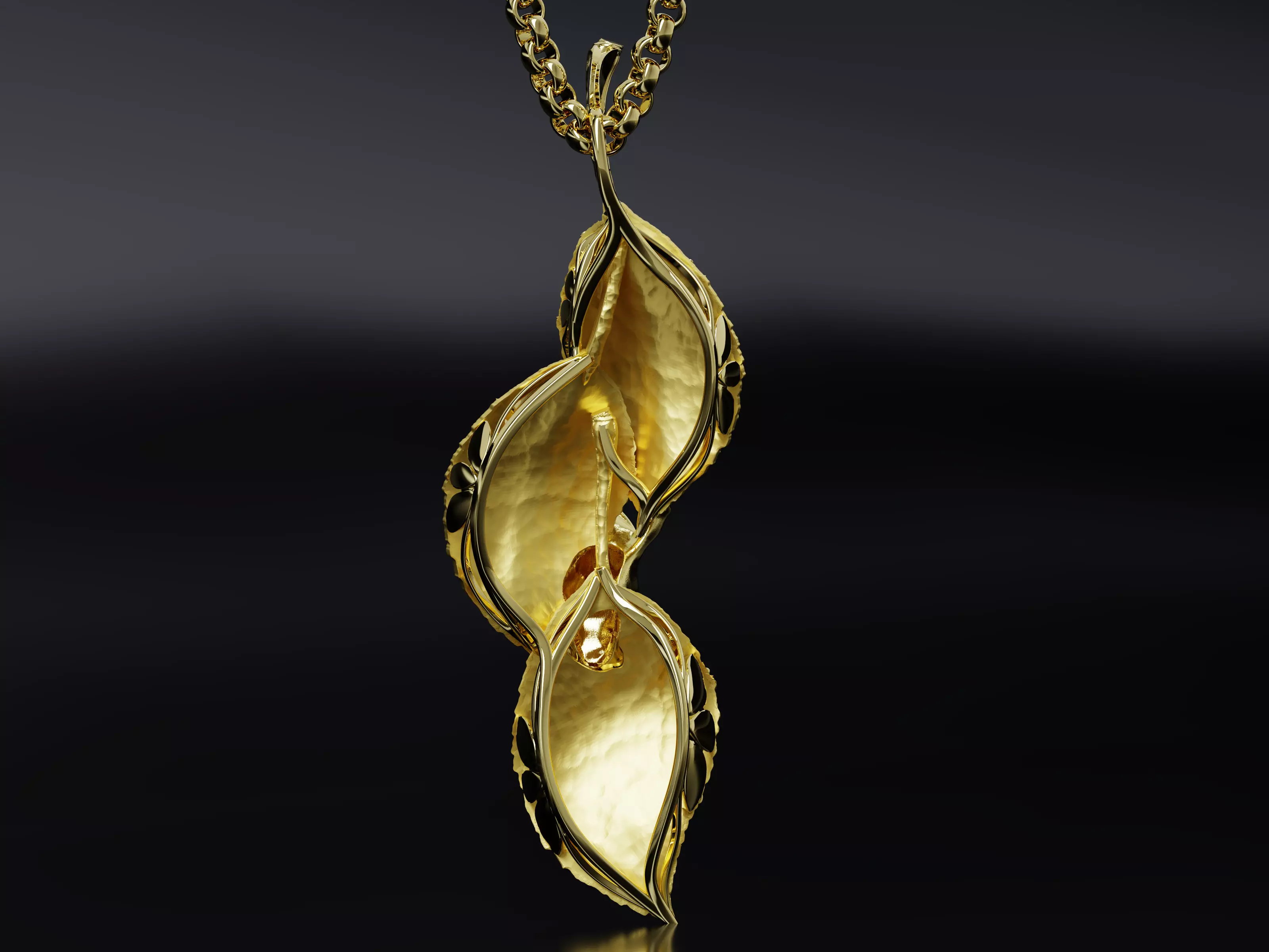 Frog on Dewy Leaves Pendant 3D print model_7
