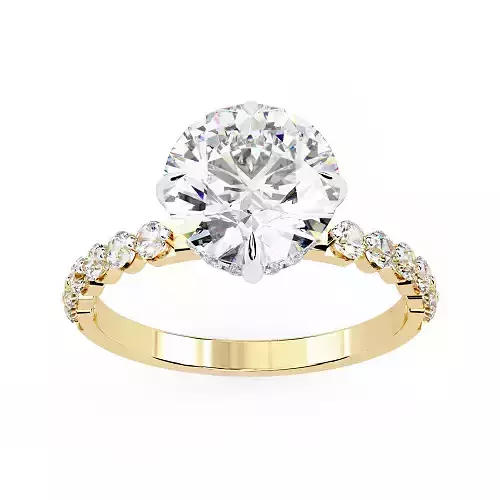 Printable 3D jewelry model of Solitaire Lady Ring with Diamond