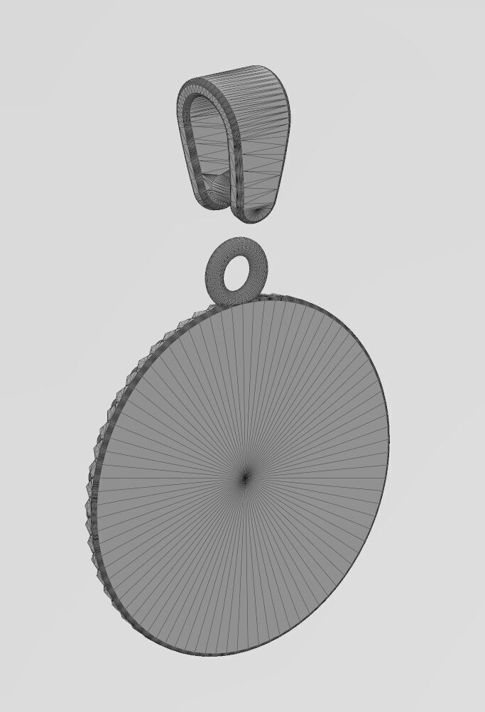 H letter initial faceted sunrays beaded coin pendant charm 3D print model_14