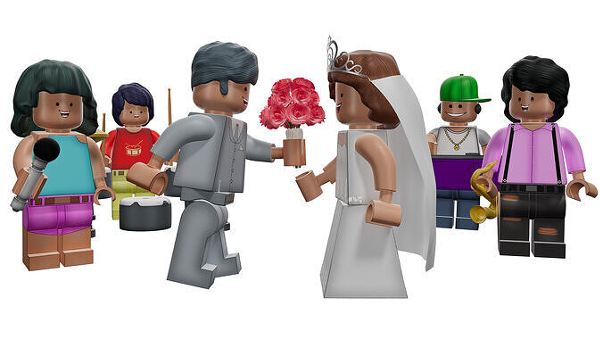 Rigged Lego Band Set Low-poly 3D model