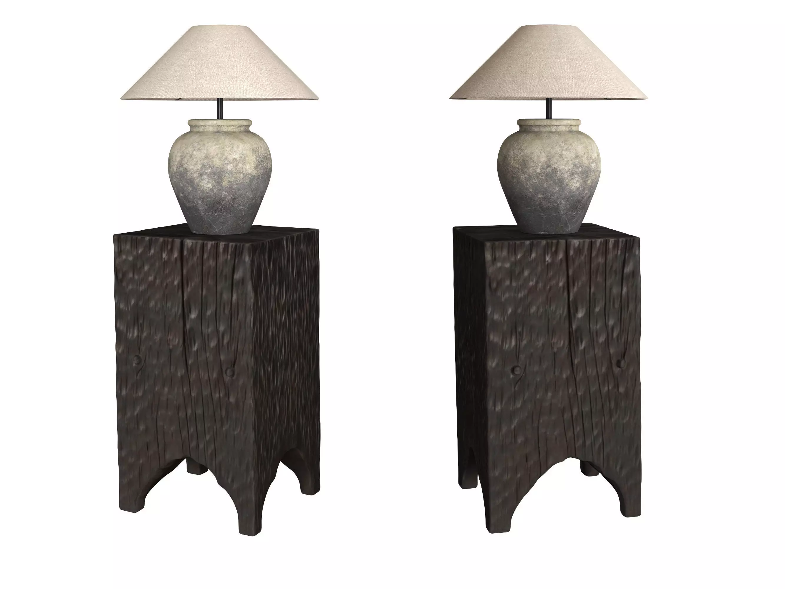 Hammered Wood Side Table 3D model_0