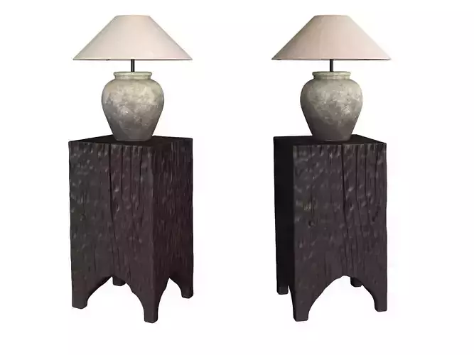 Hammered Wood Side Table