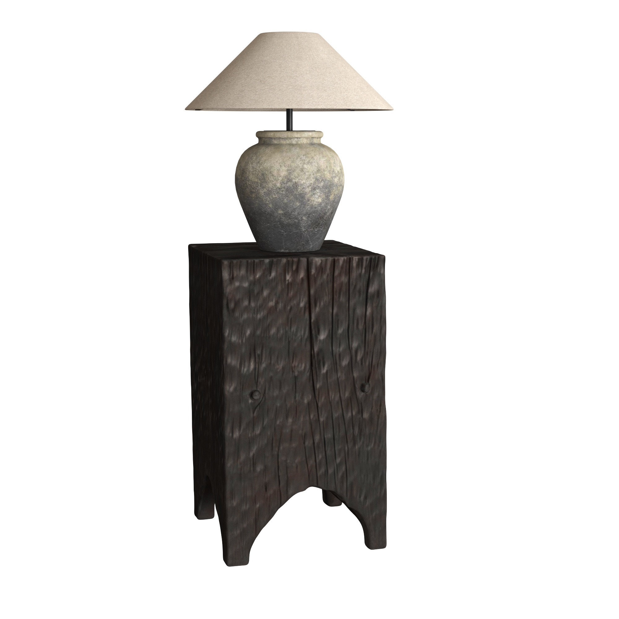 Hammered Wood Side Table 3D model_3