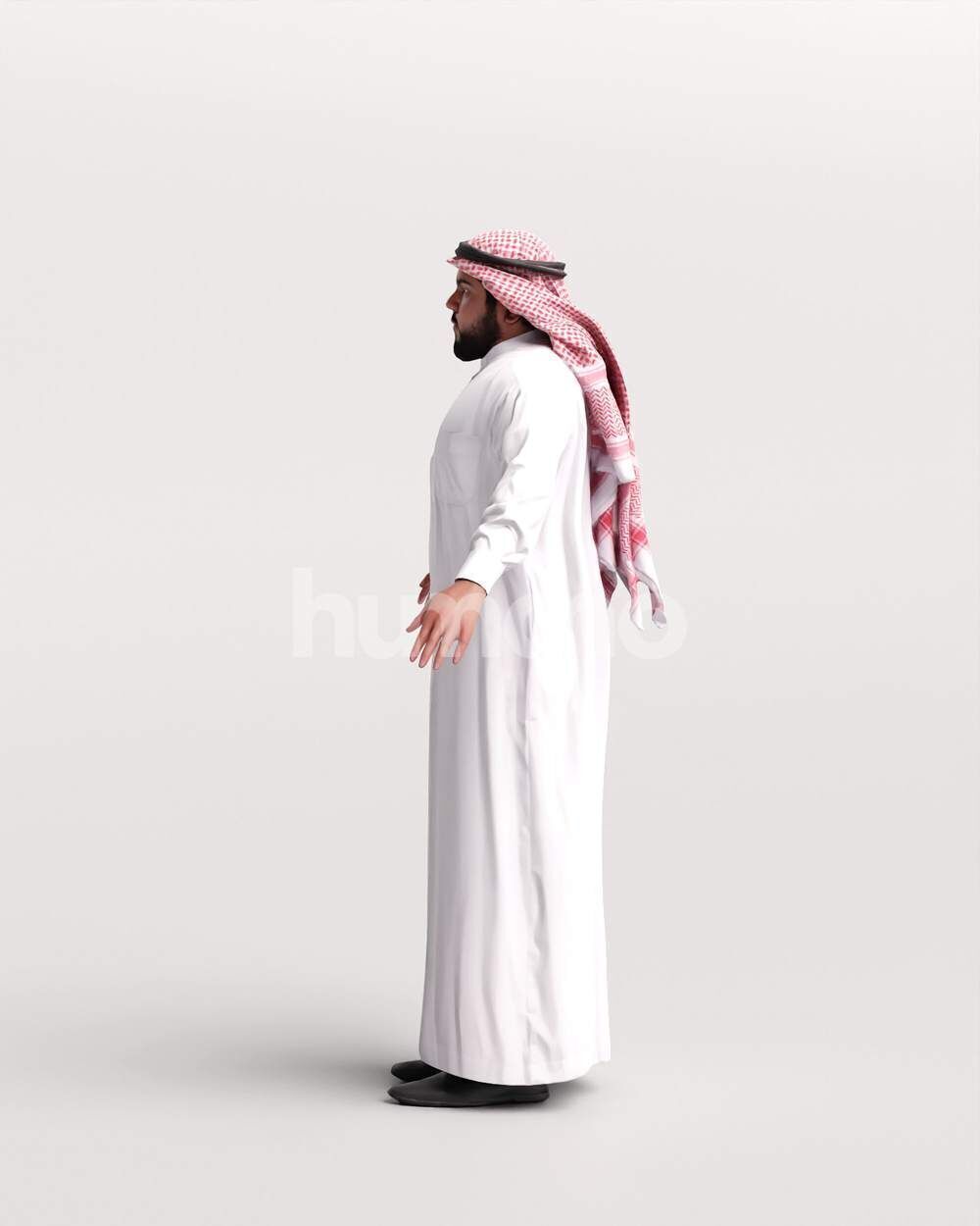 Arab man rigged - different thobe colors - 065-6052 Low-poly 3D model_11