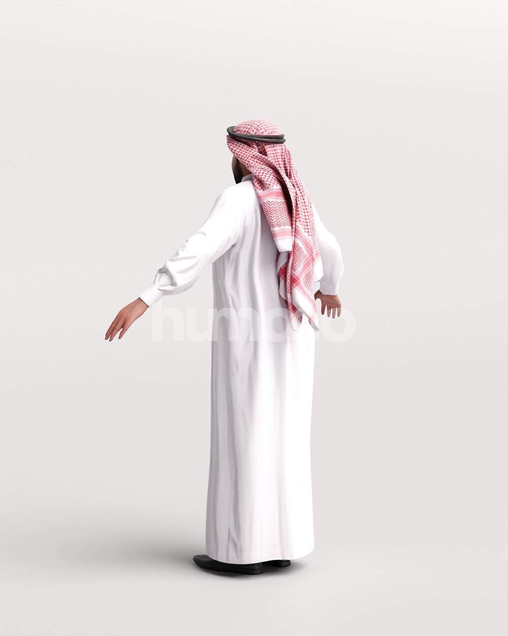 Arab man rigged - different thobe colors - 065-6052 Low-poly 3D model_13