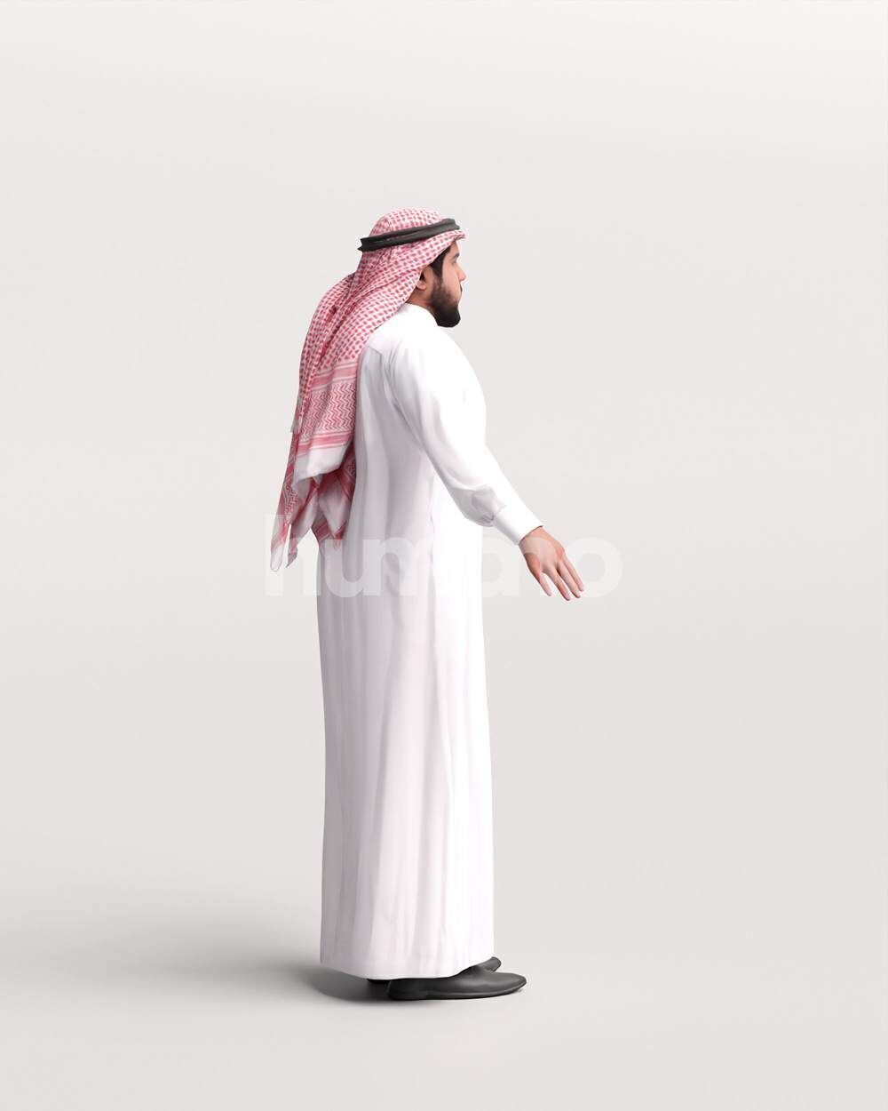 Arab man rigged - different thobe colors - 065-6052 Low-poly 3D model_19