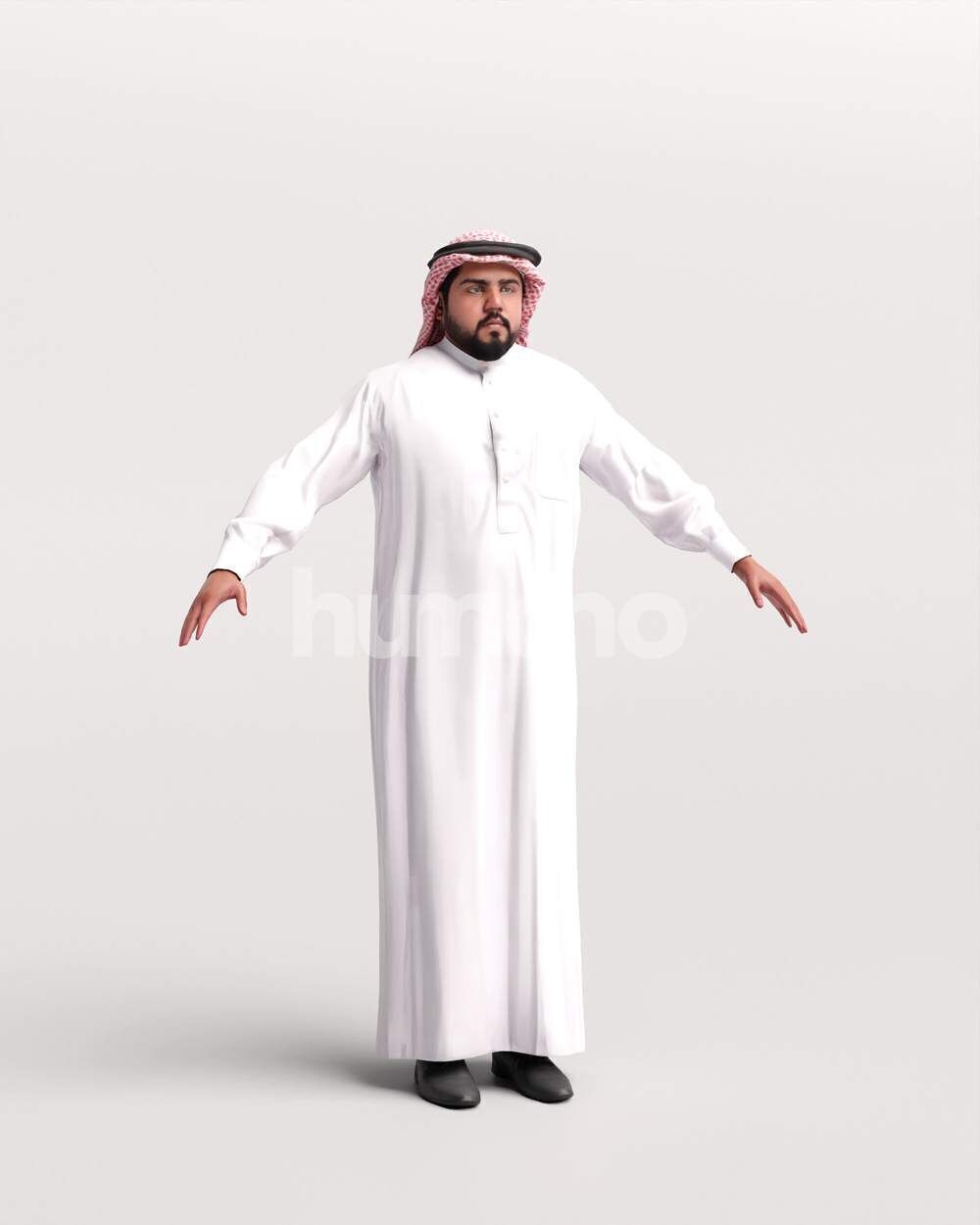 Arab man rigged - different thobe colors - 065-6052 Low-poly 3D model_6