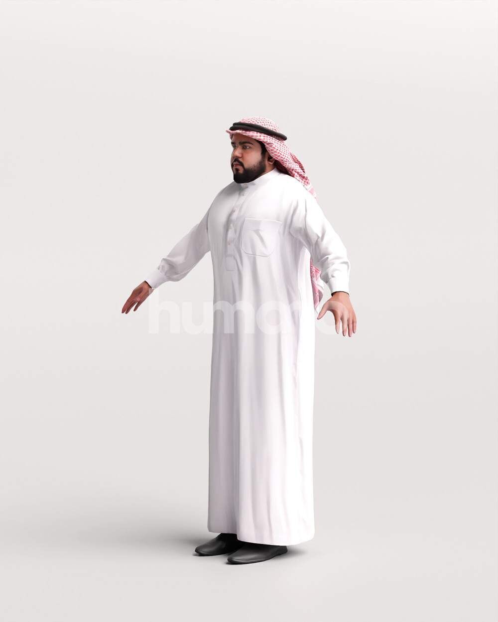 Arab man rigged - different thobe colors - 065-6052 Low-poly 3D model_9