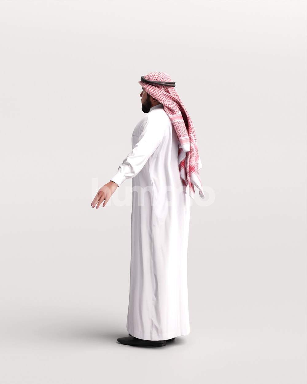 Arab man rigged - different thobe colors - 065-6052 Low-poly 3D model_12