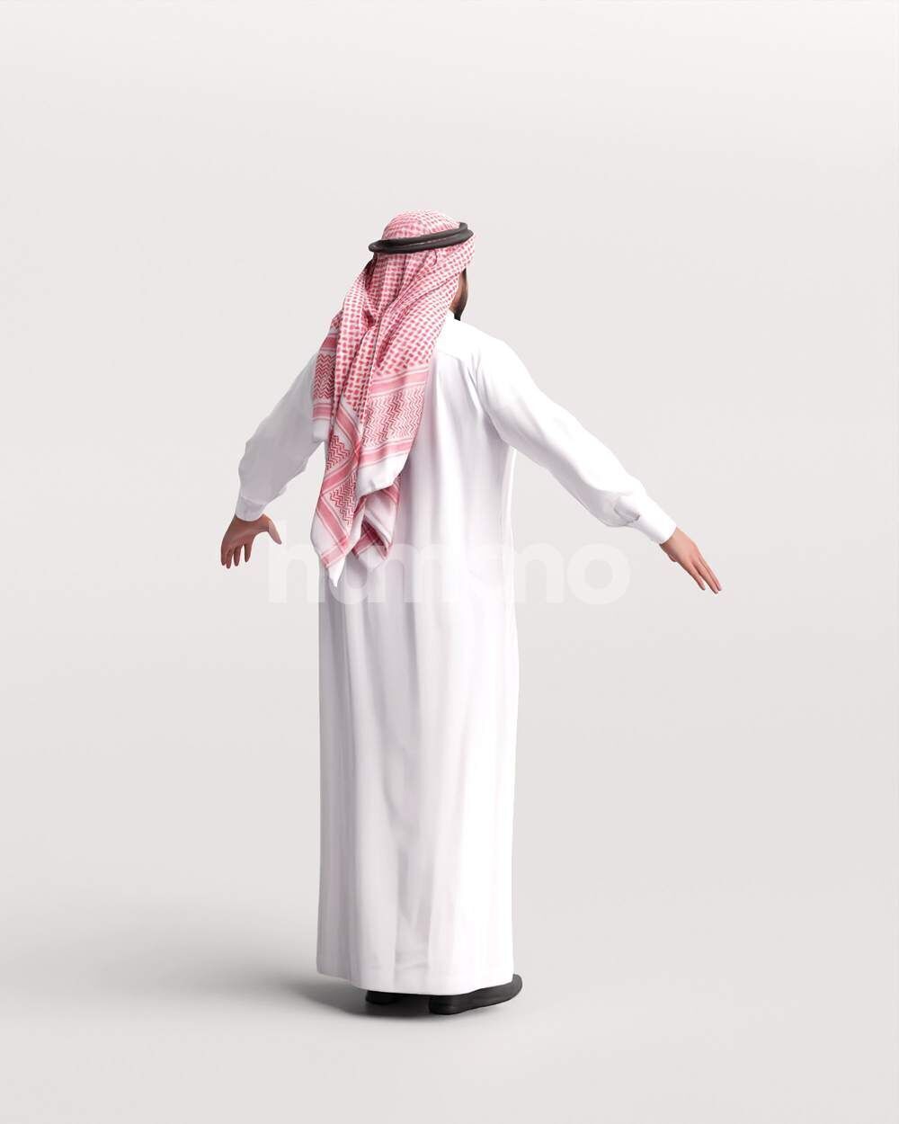 Arab man rigged - different thobe colors - 065-6052 Low-poly 3D model_17