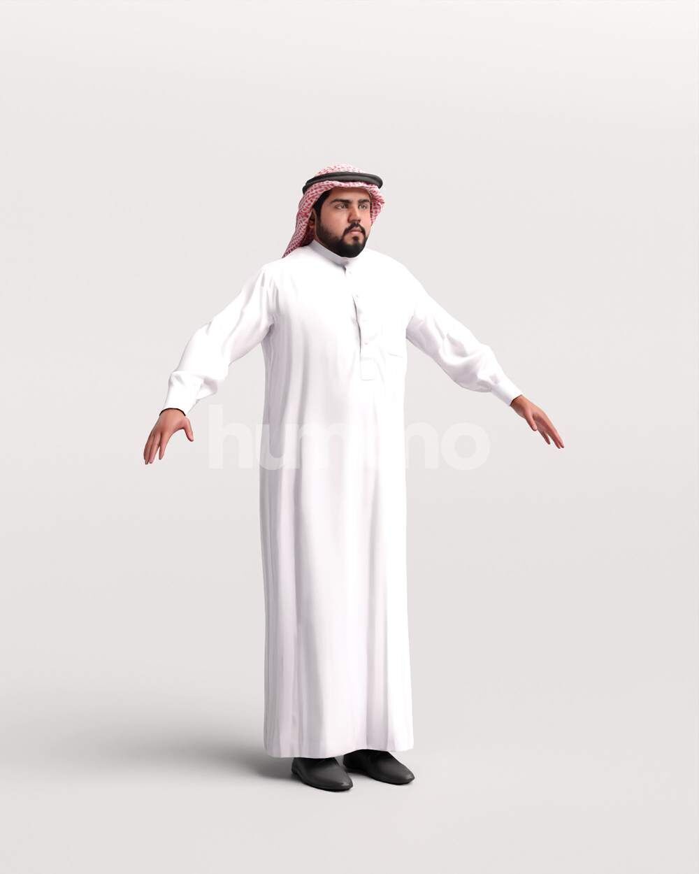 Arab man rigged - different thobe colors - 065-6052 Low-poly 3D model_23
